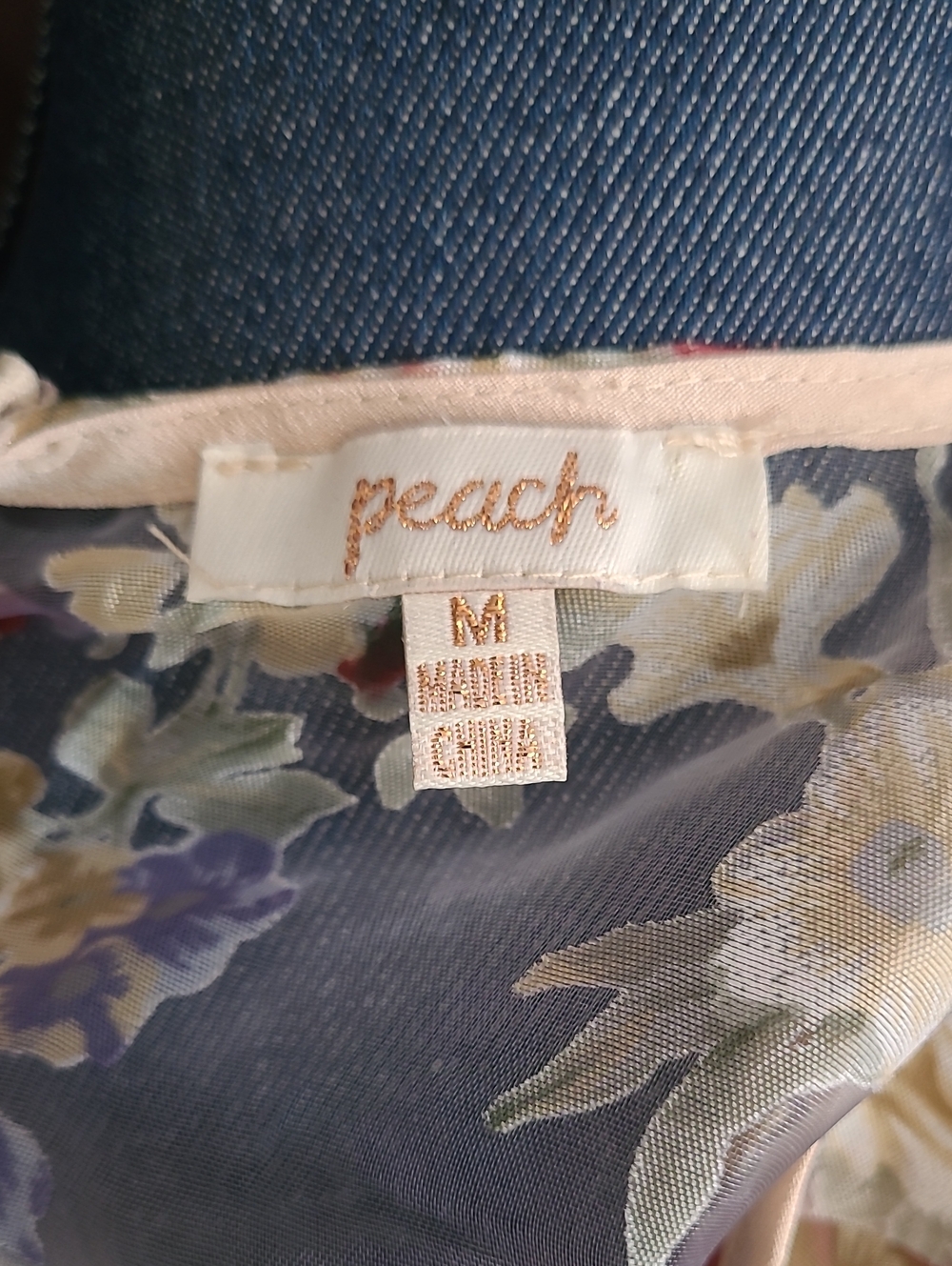 Peach Floral Print SHEER Polyester Top